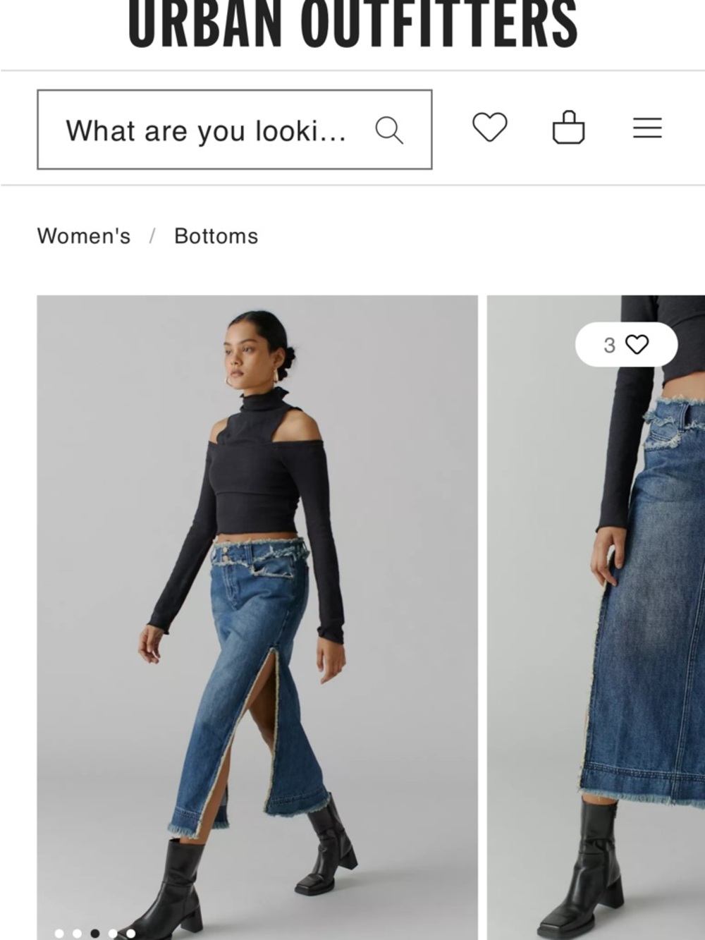Urban Outfitters Blue Frayed Split Denim Maxi Skirt